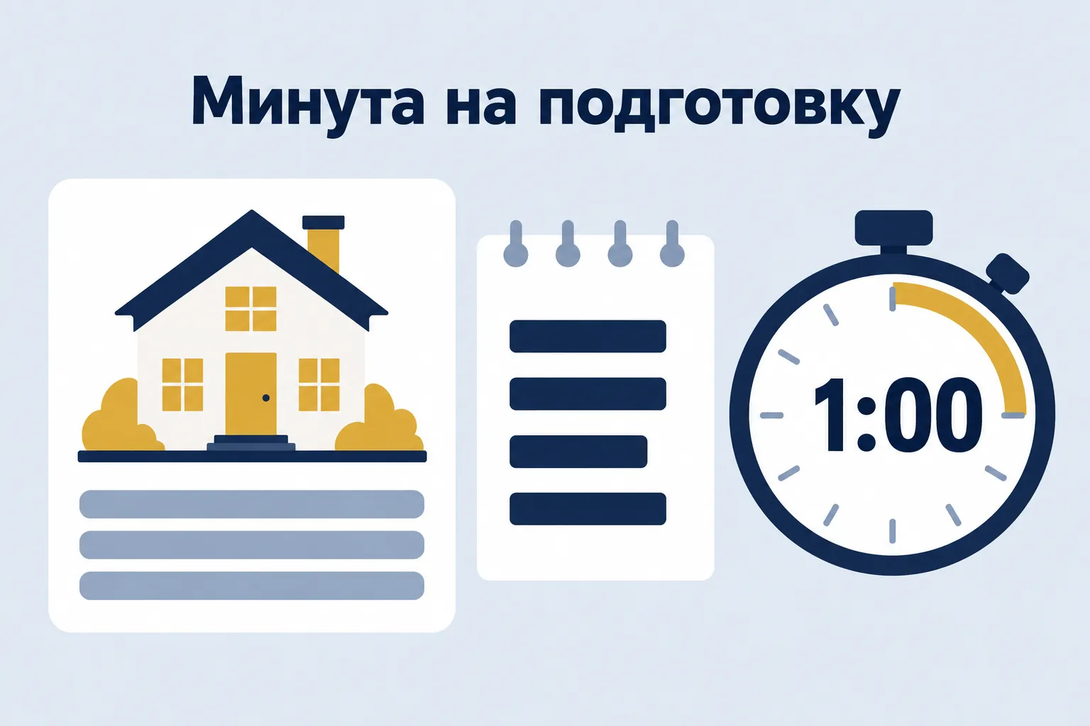 One minute to prepare — topic card next to a timer
