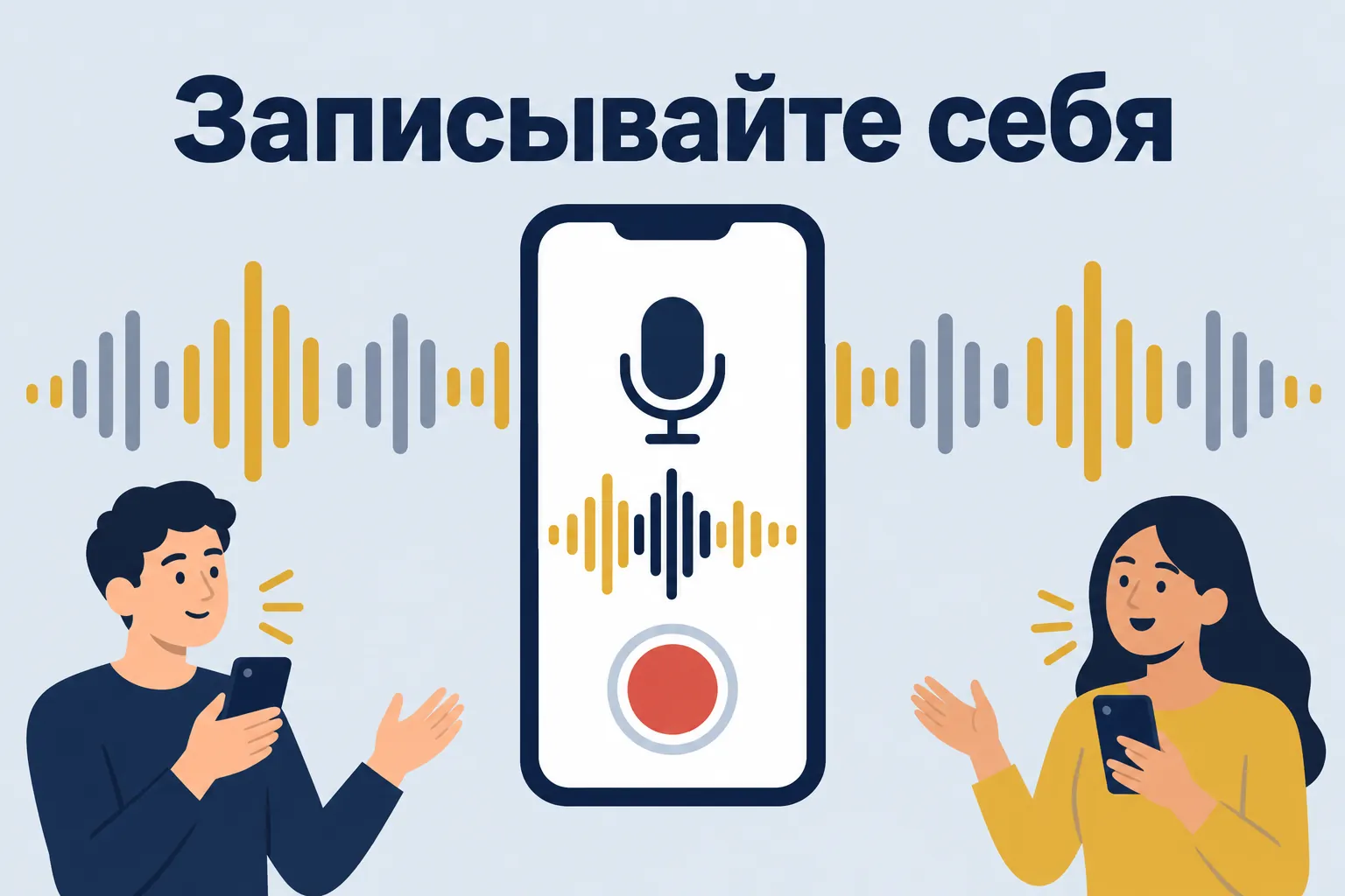 Record yourself — phone with voice recorder and waveform